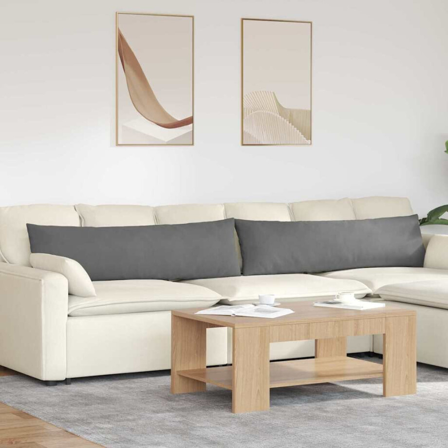 vidaXL Sofa Kussens 2 stuks Donkergrijs 145 x 40 cm Stof afbeelding 1