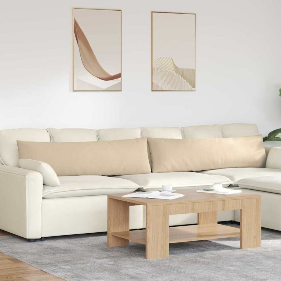 vidaXL Sofa Kussens 2 stuks Crème 145 x 40 cm Stof afbeelding 1