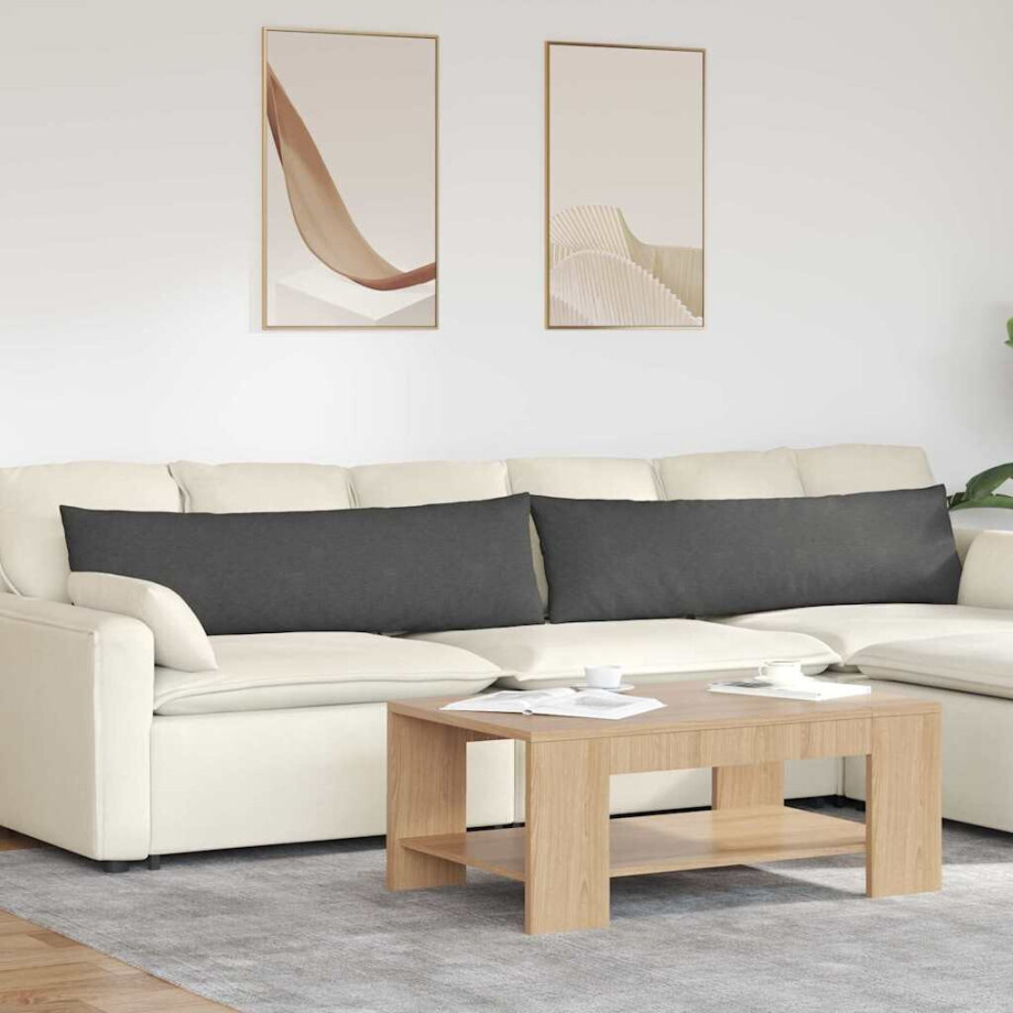 vidaXL Sofa Kussens 2 stuks Donkergrijs 145 x 40 cm Cordstof afbeelding 1