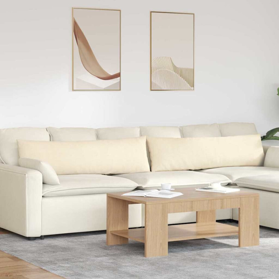 vidaXL Sofa Kussens 2 stuks Crème 145 x 40 cm Cordstof afbeelding 1