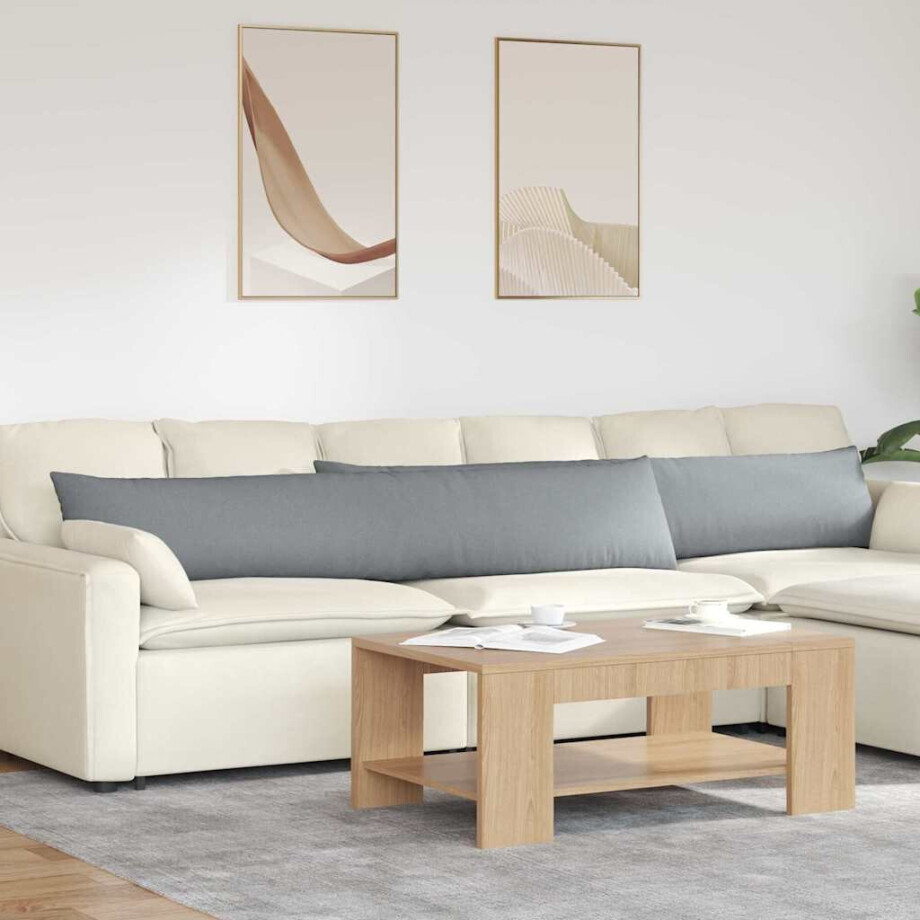 vidaXL Sofa Kussens 2 pcs Lichtgrijs 200 x 40 cm Stof afbeelding 1