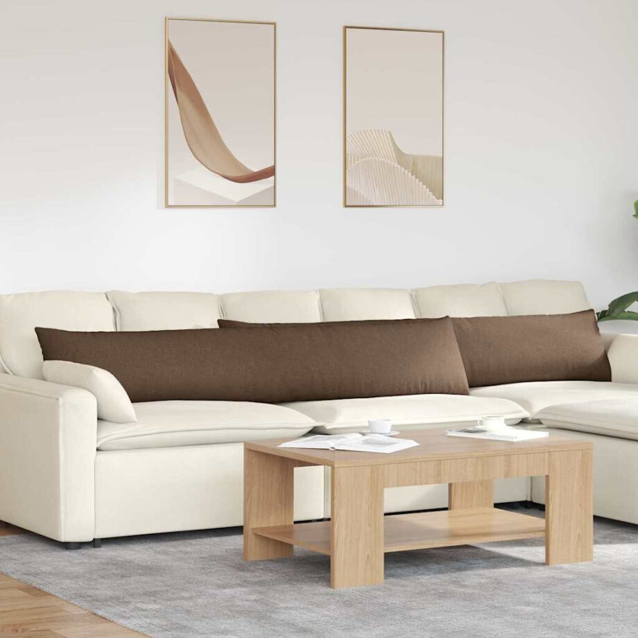 vidaXL Sofa Kussens 2 pcs Bruin 200 x 40 cm Stof afbeelding 1