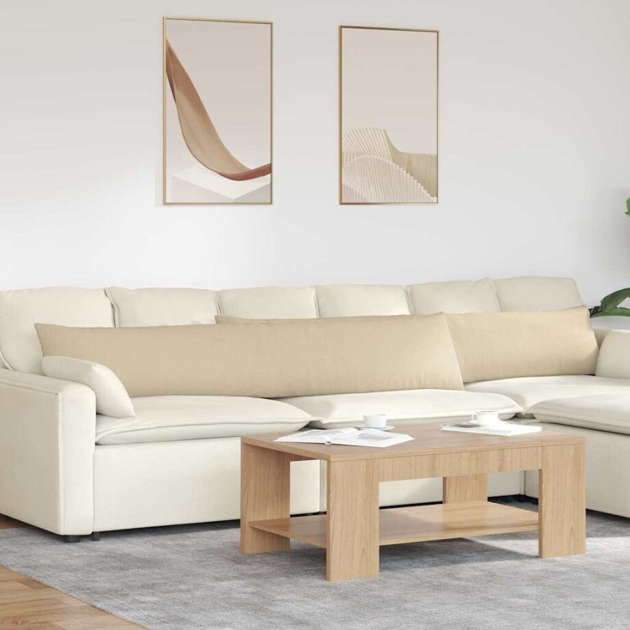 vidaXL Sofa Kussens 2 pcs Crème 200 x 40 cm Stof afbeelding 1