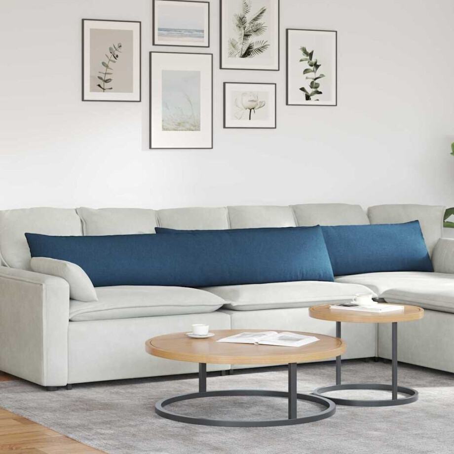 vidaXL Sofa Kussens 2 pcs Blauw 200 x 40 cm Stof afbeelding 1