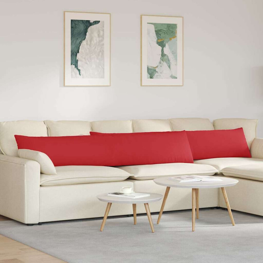 vidaXL Sofa Kussens 2 pcs Rood 200 x 40 cm Stof afbeelding 1