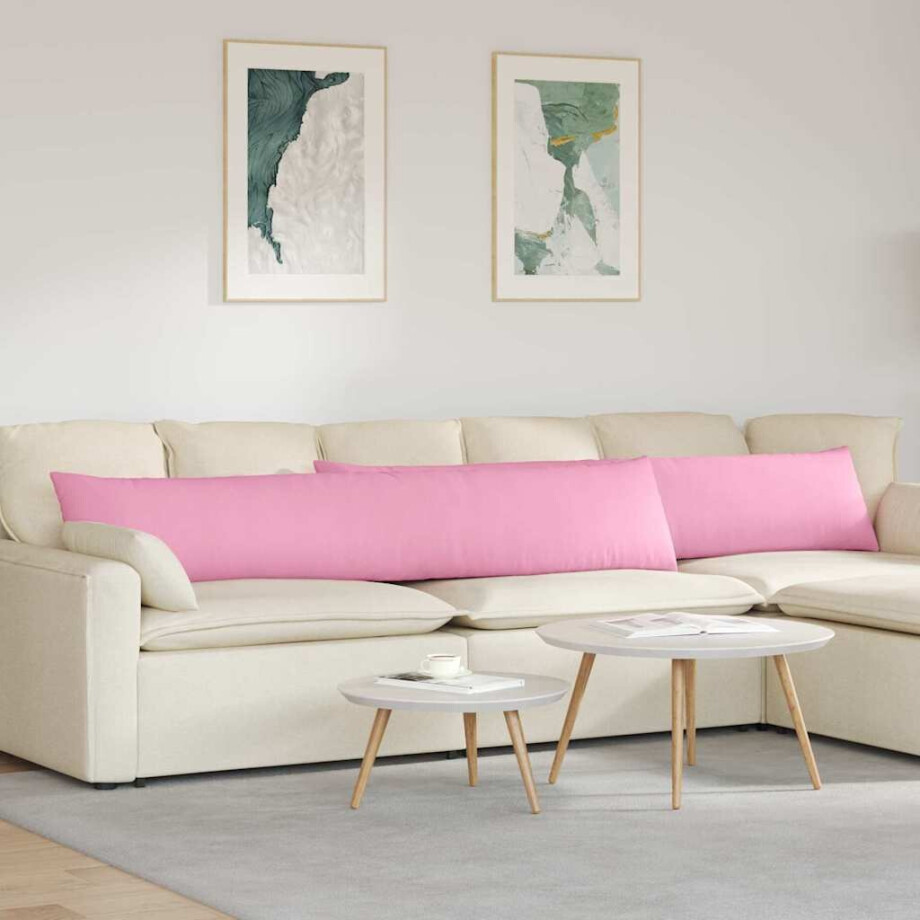 vidaXL Sofa Kussens 2 pcs Roze 200 x 40 cm Stof afbeelding 1