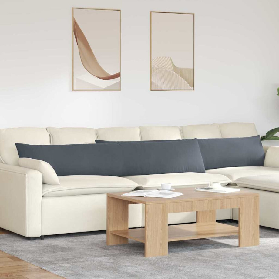 vidaXL Sofa Kussens 2 stuks Donkergrijs 200 x 40 cm Cordstof afbeelding 1