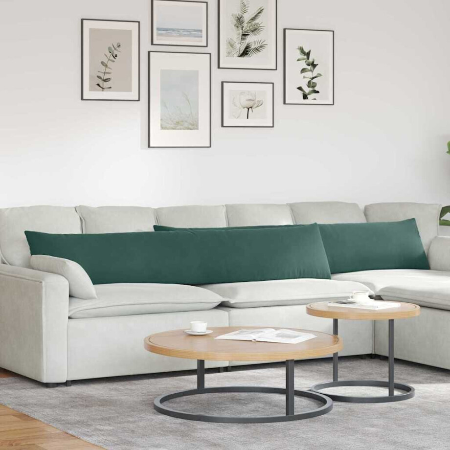 vidaXL Sofa Kussens 2 stuks Donkergroen 200 x 40 cm Cordstof afbeelding 1