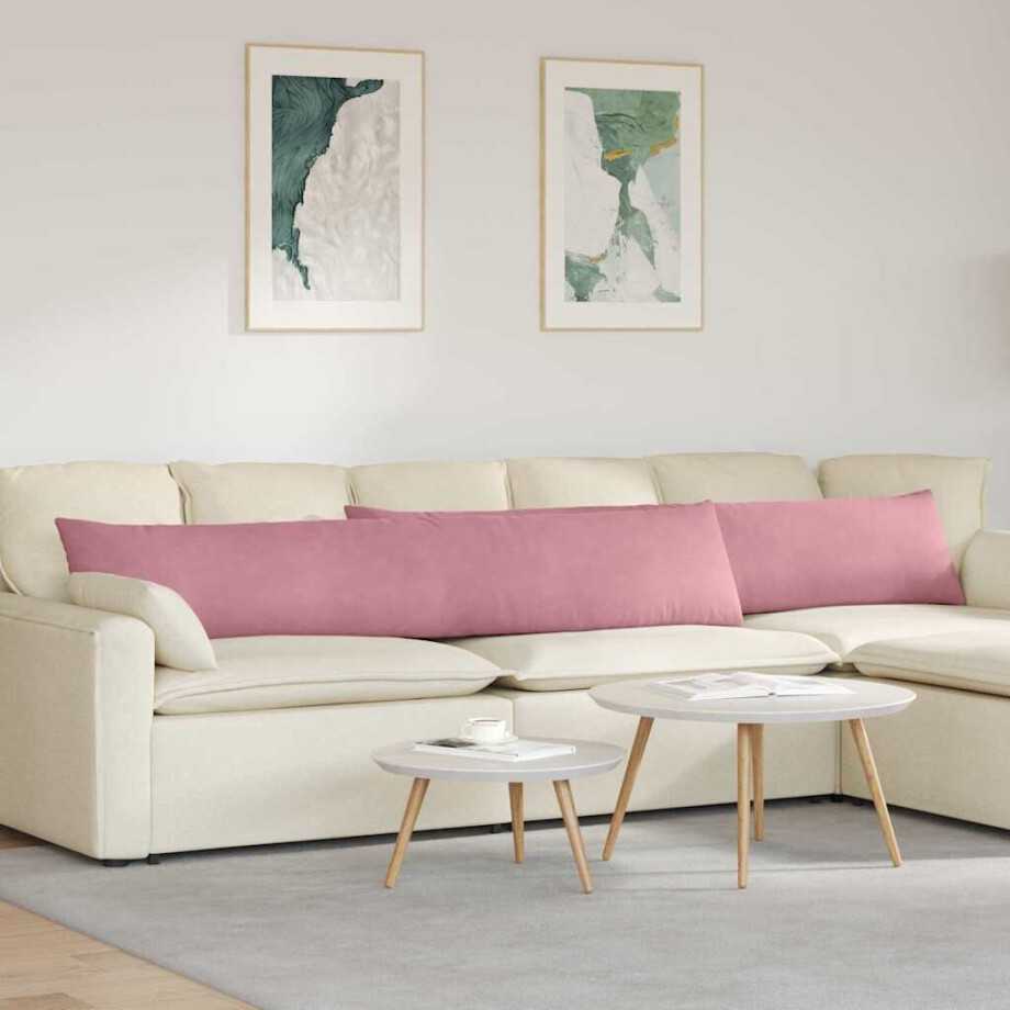 vidaXL Sofa Kussens 2 pcs Roze 200 x 40 cm Katoen Stof vidaXL Sofa Kussens 2 pcs Roze 200 x 40 cm Katoen Stof afbeelding 1