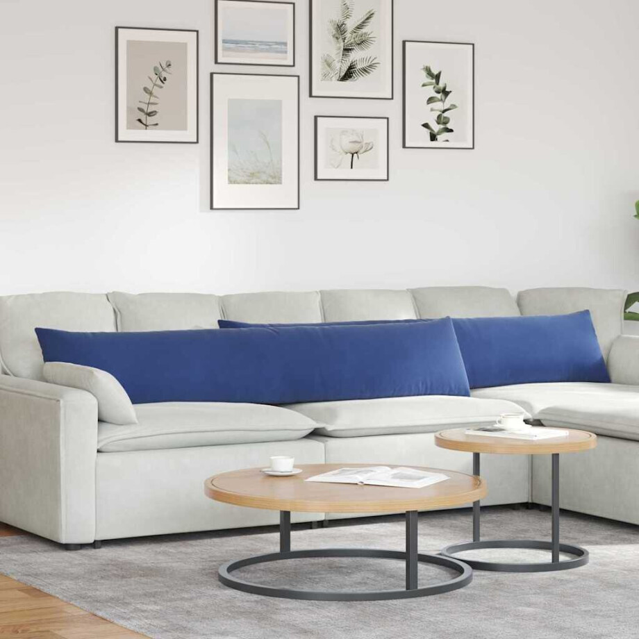 vidaXL Sofa Kussens 2 stuks Politieblauw 200 x 40 cm Cordstof afbeelding 1
