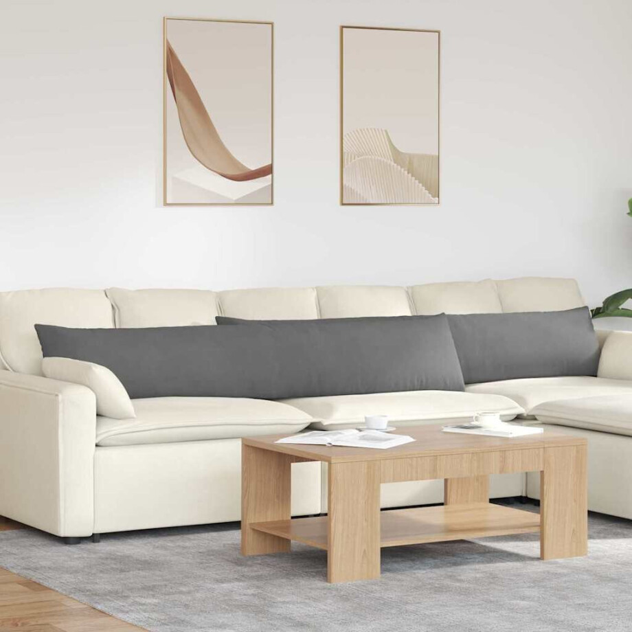 vidaXL Sofa Kussens 2 stuks Donkergrijs 200 x 40 cm Stof afbeelding 1