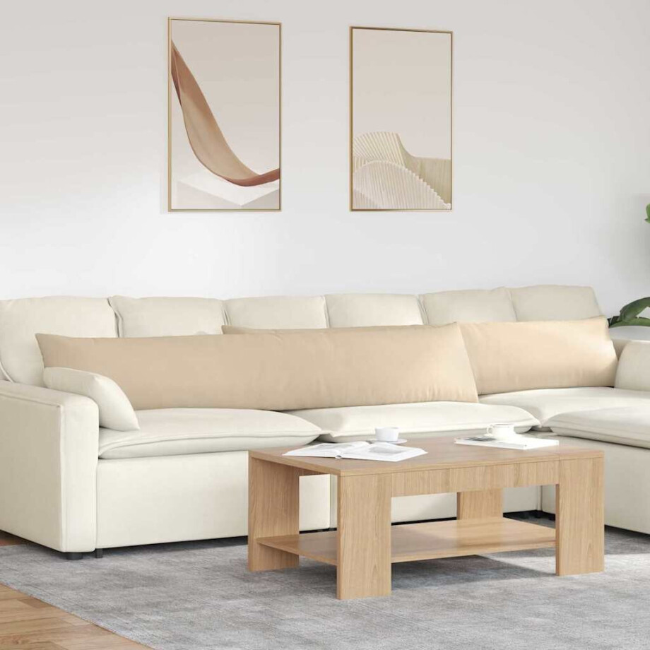 vidaXL Sofa Kussens 2 stuks Crème 200 x 40 cm Stof afbeelding 1