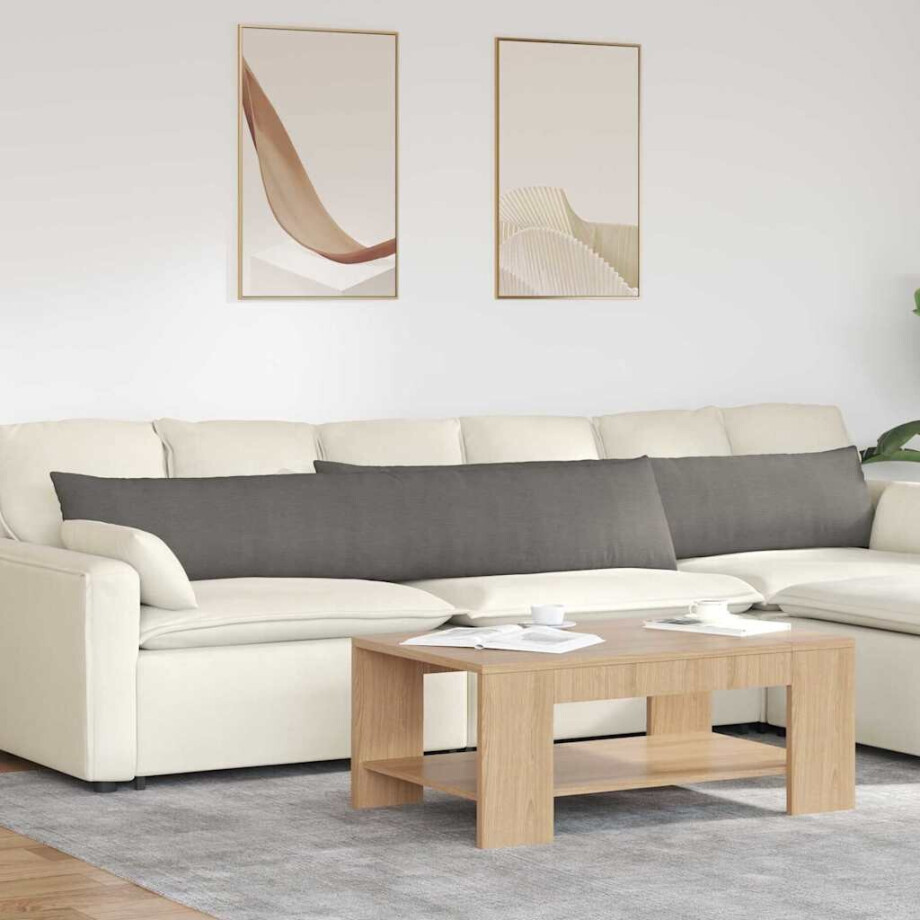 vidaXL Sofa Kussens 2 stuks Lichtgrijs 200 x 40 cm Cordstof afbeelding 1