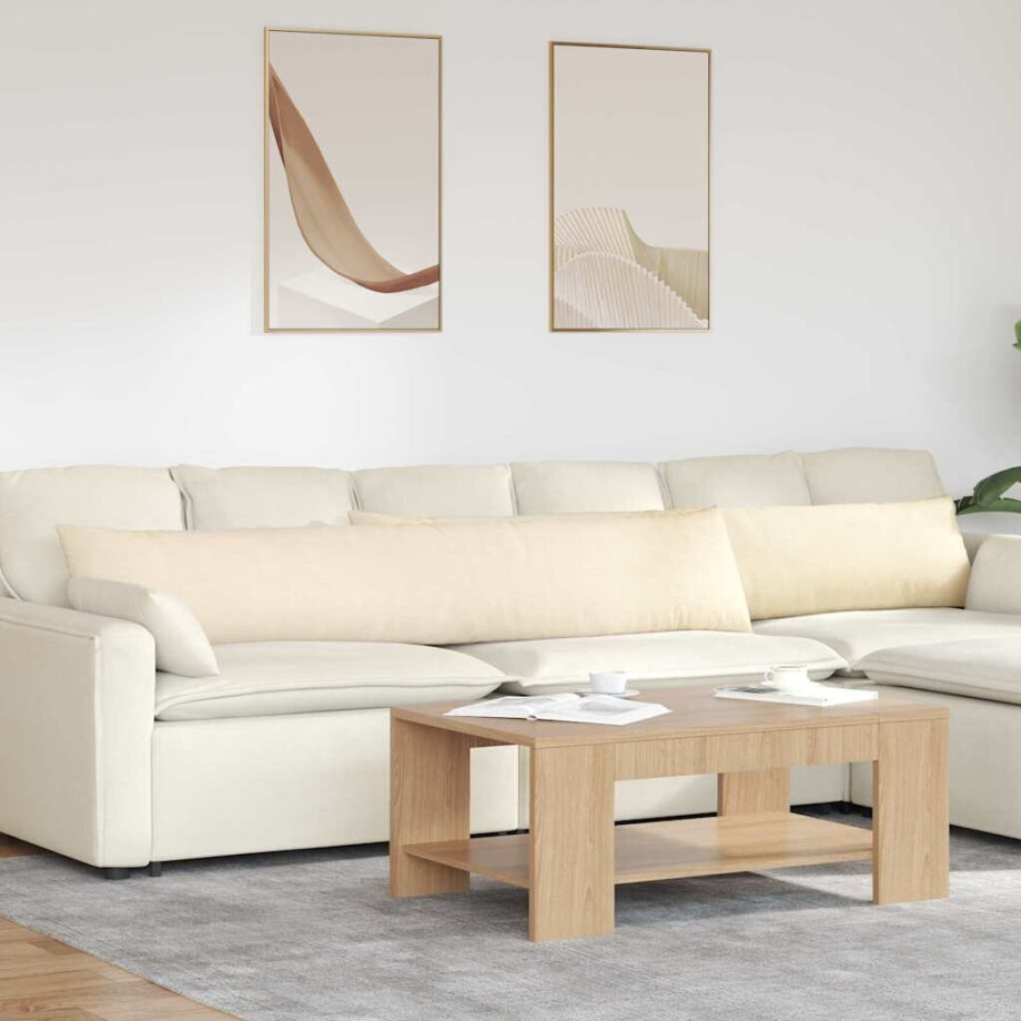 vidaXL Sofa Kussens 2 stuks Crème 200 x 40 cm Cordstof afbeelding 1