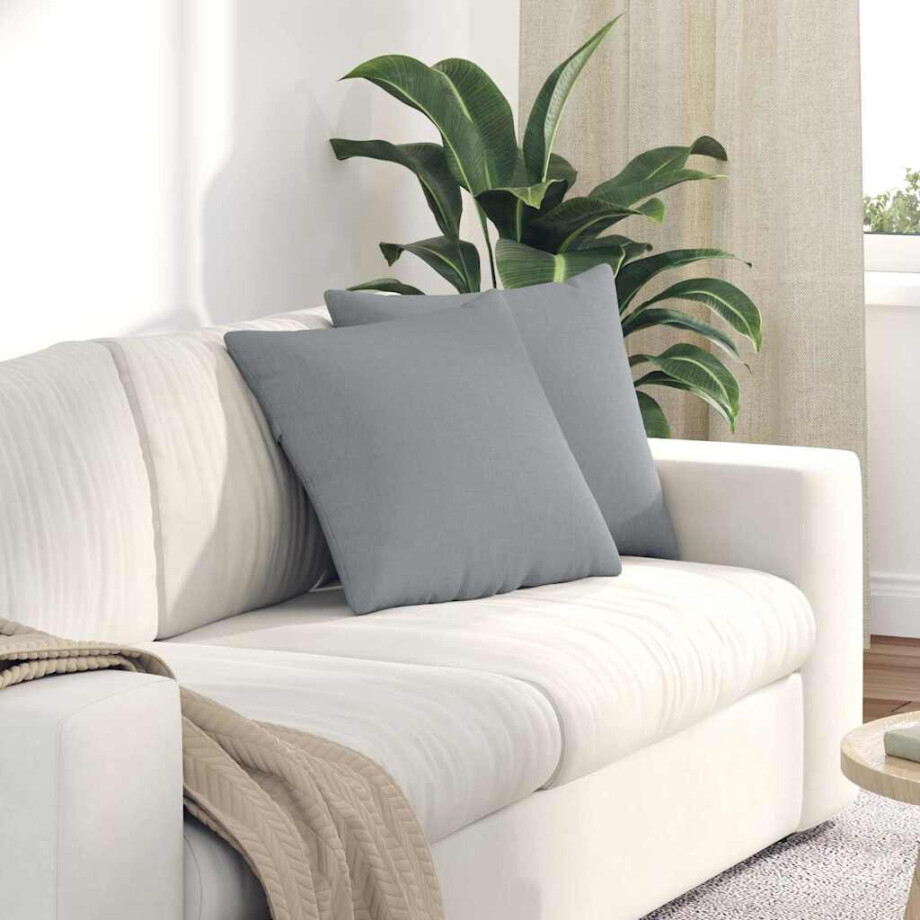 vidaXL Sofa Kussens 2 pcs Lichtgrijs 45 x 45 cm Stof afbeelding 1