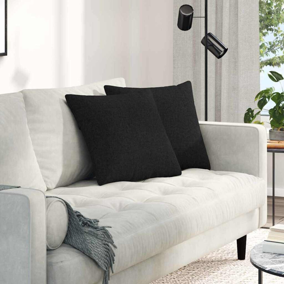 vidaXL Sofa Kussens 2 pcs Zwart 45 x 45 cm Stof afbeelding 1