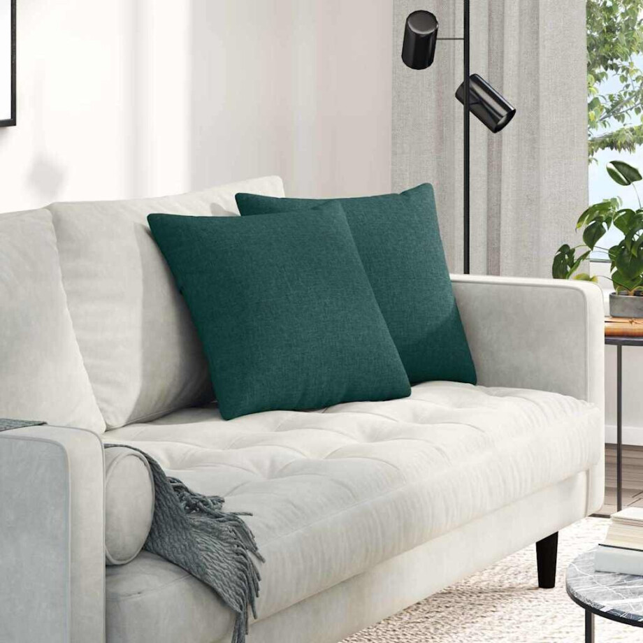 vidaXL Sofa Kussens 2 pcs Donkergroen 45 x 45 cm Stof afbeelding 1