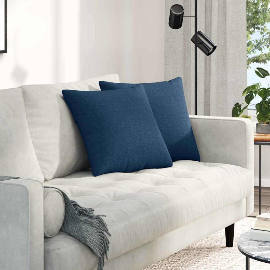 vidaXL Sofa Kussens 2 pcs Blauw 45 x 45 cm Stof afbeelding 1