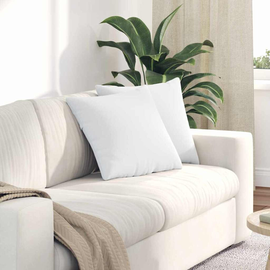vidaXL Sofa Kussens 2 pcs Wit 45 x 45 cm Stof afbeelding 1