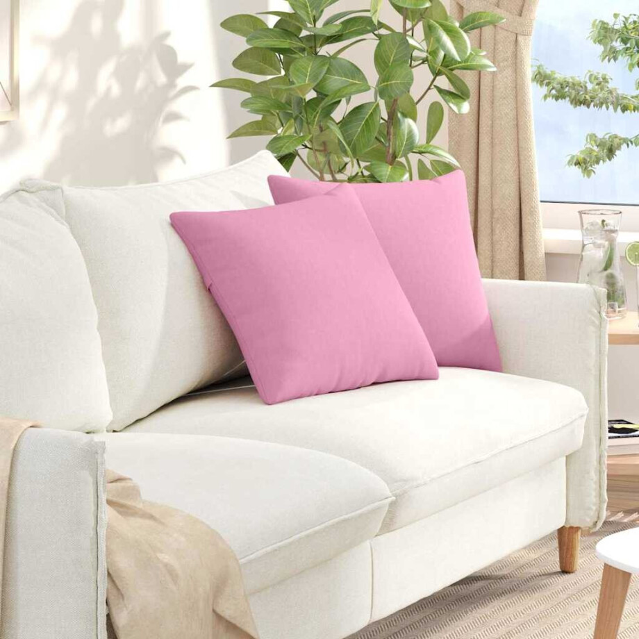 vidaXL Sofa Kussens 2 pcs Roze 45 x 45 cm Stof vidaXL Sofa Kussens 2 pcs Roze 45 x 45 cm Stof afbeelding 1