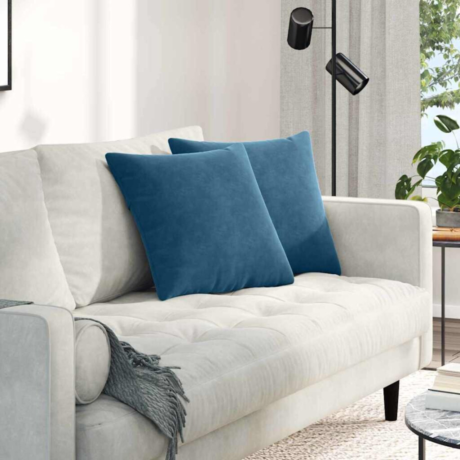 vidaXL Sofa Kussens 2 stuks Blauw 45 x 45 cm Cordstof afbeelding 1