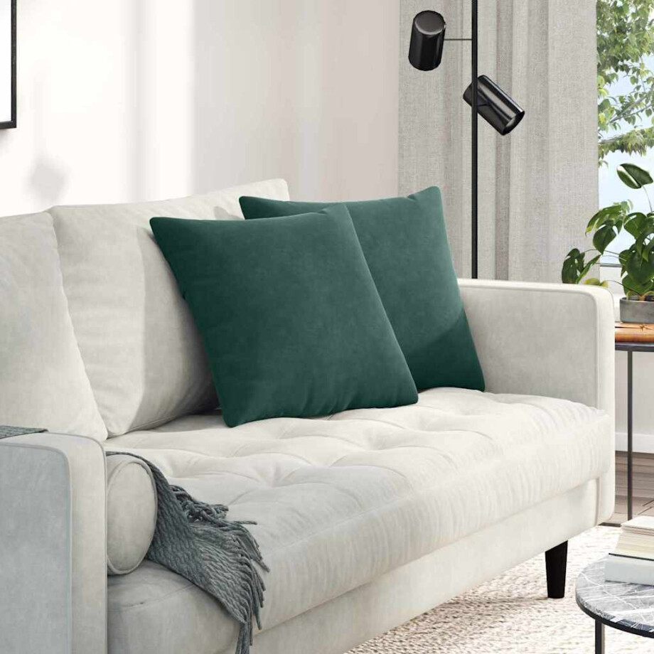 vidaXL Sofa Kussens 2 stuks Donkergroen 45 x 45 cm Cordstof afbeelding 1
