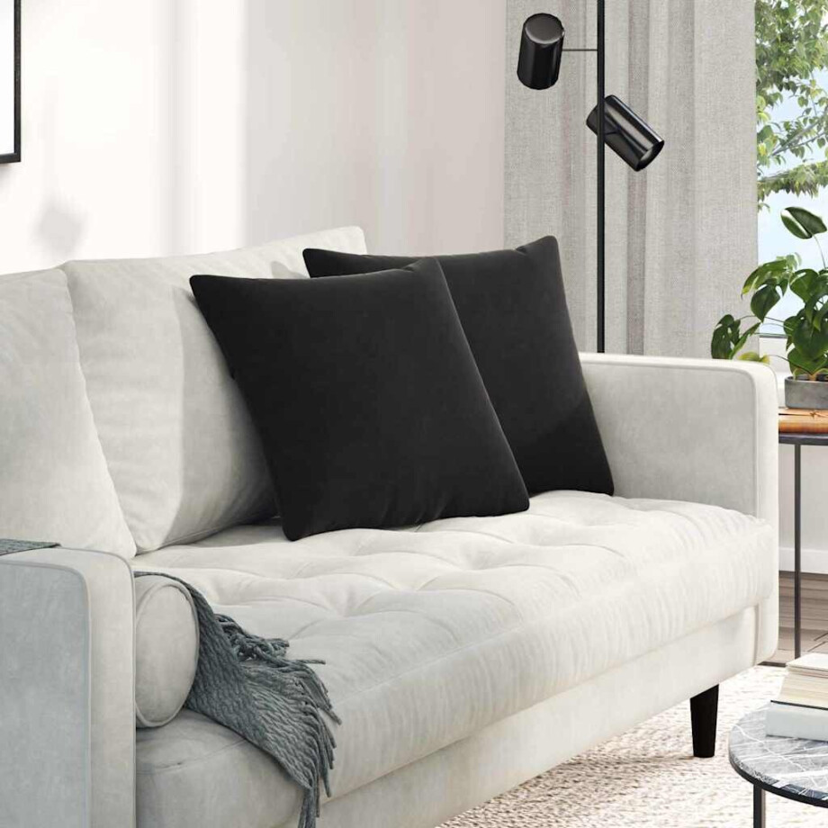vidaXL Sofa Kussens 2 stuks Zwart 45 x 45 cm Cordstof afbeelding 1
