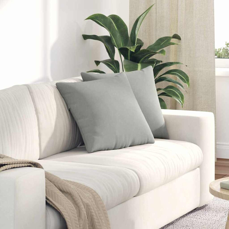 vidaXL Sofa Kussens 2 stuks Lichtgrijs 45 x 45 cm Stof afbeelding 1