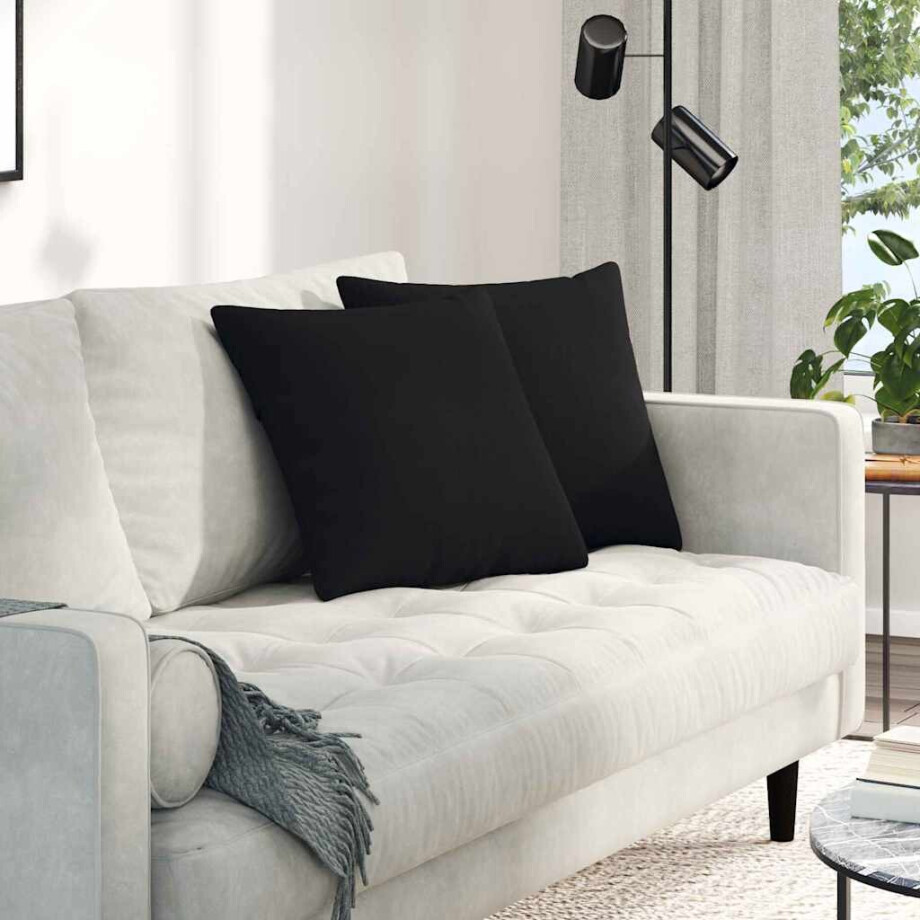vidaXL Sofa Kussens 2 stuks Zwart 45 x 45 cm Stof afbeelding 1
