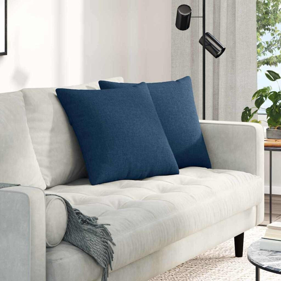 vidaXL Sofa Kussens 2 pcs Blauw 50 x 50 cm Stof afbeelding 1