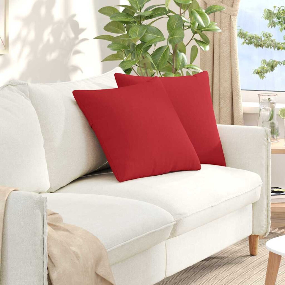 vidaXL Sofa Kussens 2 pcs Rood 50 x 50 cm Stof afbeelding 1