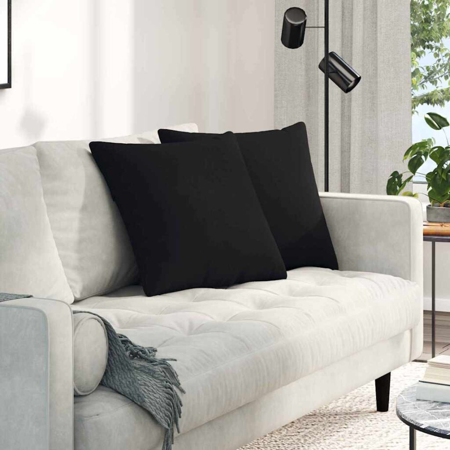 vidaXL Sofa Kussens 2 stuks Zwart 50 x 50 cm Stof afbeelding 1