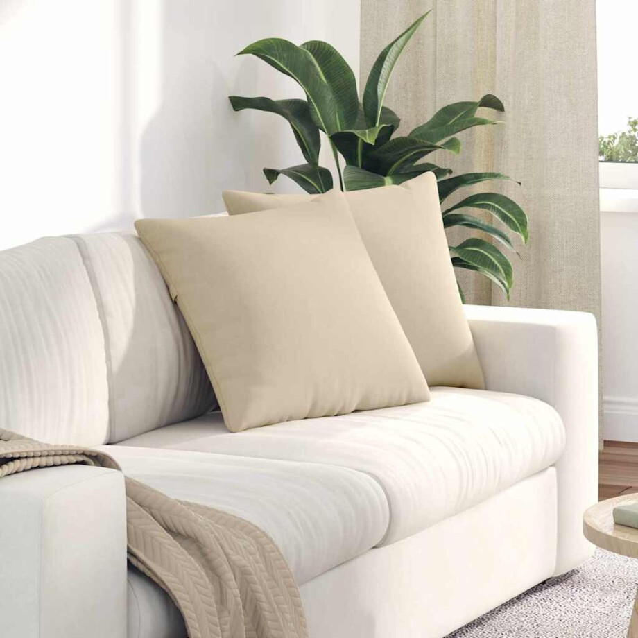 vidaXL Sofa Kussens 2 stuks Crème 50 x 50 cm Stof afbeelding 1