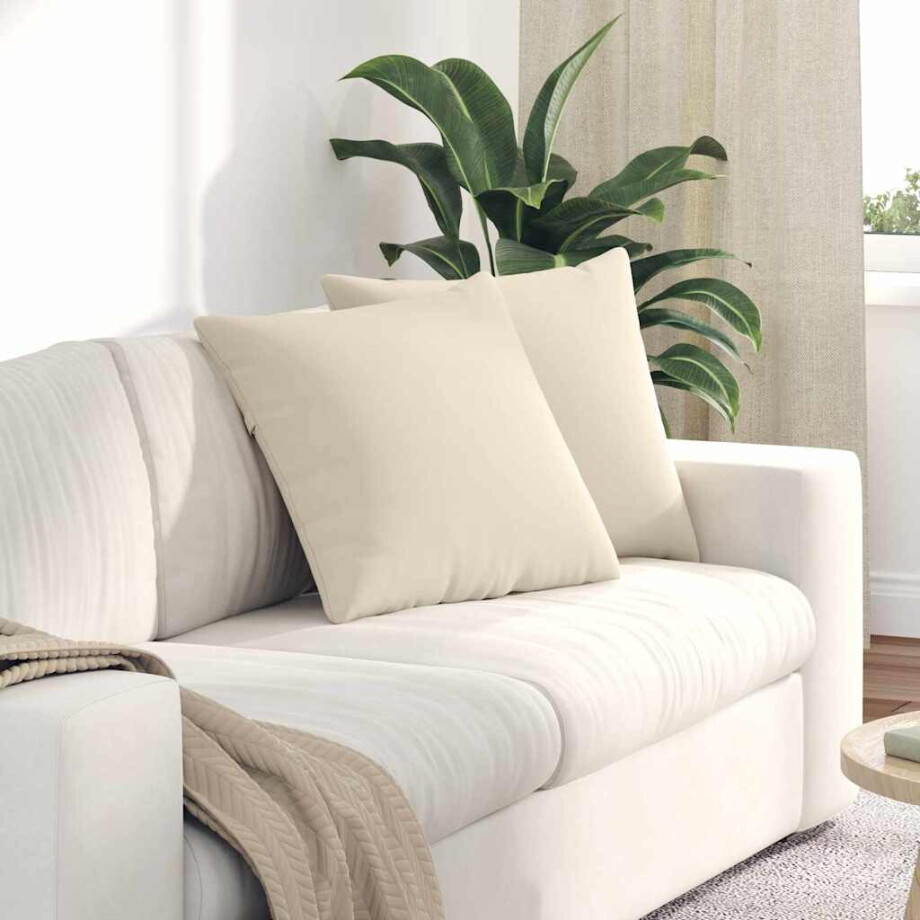 vidaXL Sofa Kussens 2 stuks Beige 50 x 50 cm Stof afbeelding 1