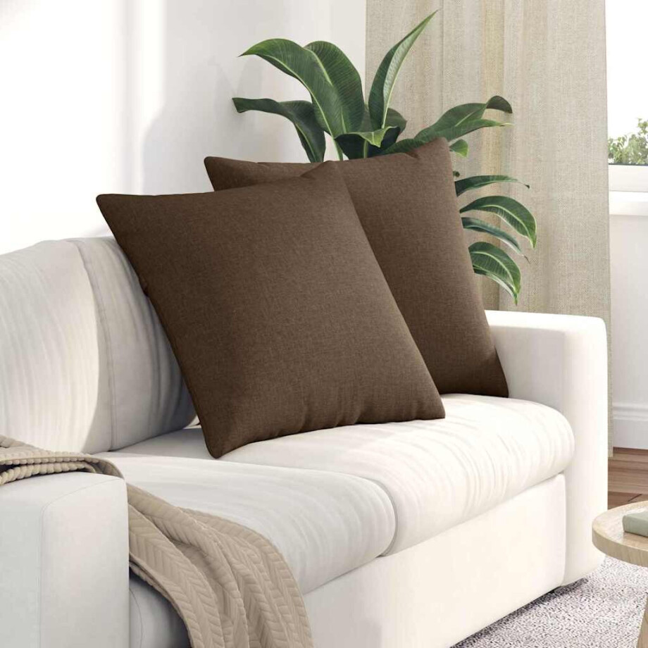 vidaXL Sofa Kussens 2 pcs Bruin 60 x 60 cm Stof afbeelding 1
