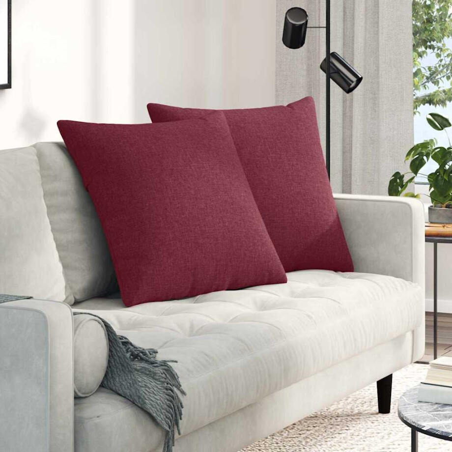 vidaXL Sofa Kussens 2 pcs Wijnrood 80 x 80 cm Stof afbeelding 1
