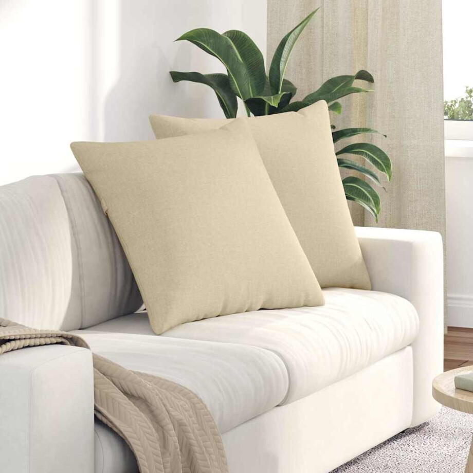vidaXL Sofa Kussens 2 pcs Crème 80 x 80 cm Stof afbeelding 1