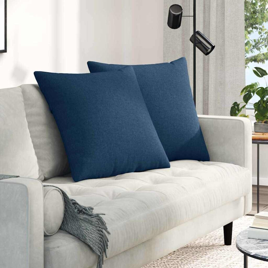 vidaXL Sofa Kussens 2 pcs Blauw 80 x 80 cm Stof afbeelding 1