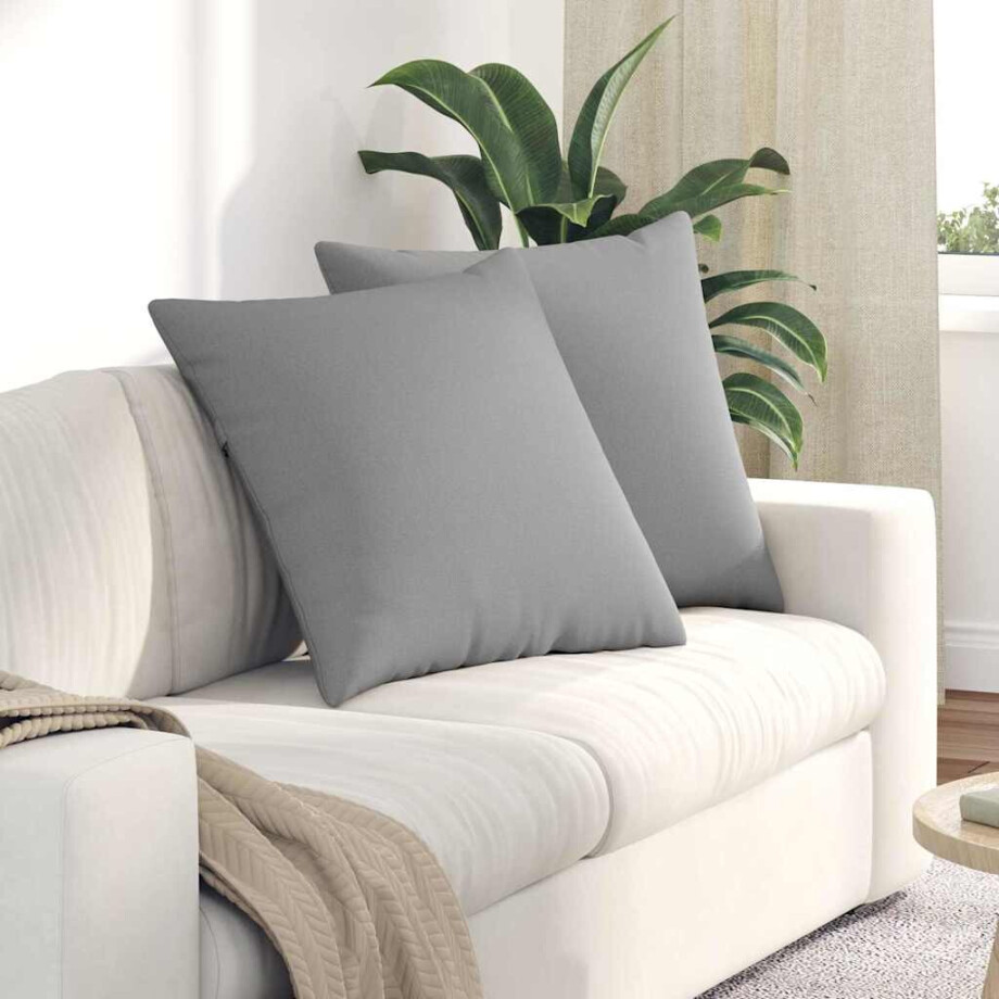 vidaXL Sofa Kussens 2 pcs Wolkengrijs 80 x 80 cm Stof afbeelding 1