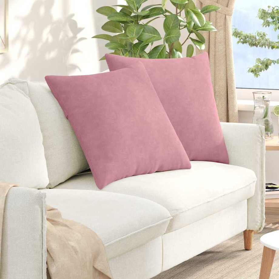 vidaXL Sofa Kussens 2 pcs Roze 80 x 80 cm Katoen Stof vidaXL Sofa Kussens 2 pcs Roze 80 x 80 cm Katoen Stof afbeelding 1