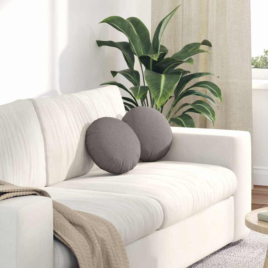 vidaXL Zitkussens 2 pcs Taupe Ø30 x 13 cm Stof afbeelding 1