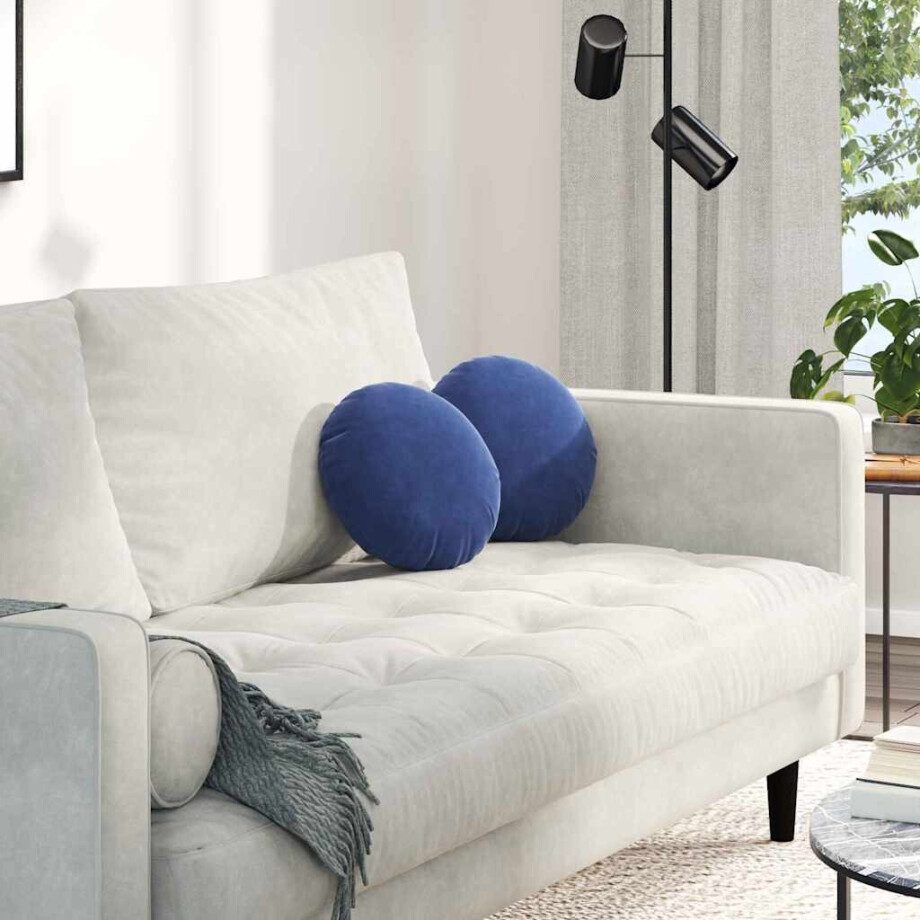 vidaXL Zitkussens 2 pcs Politieblauw Ø 40 x 13 cm Fluweel afbeelding 1