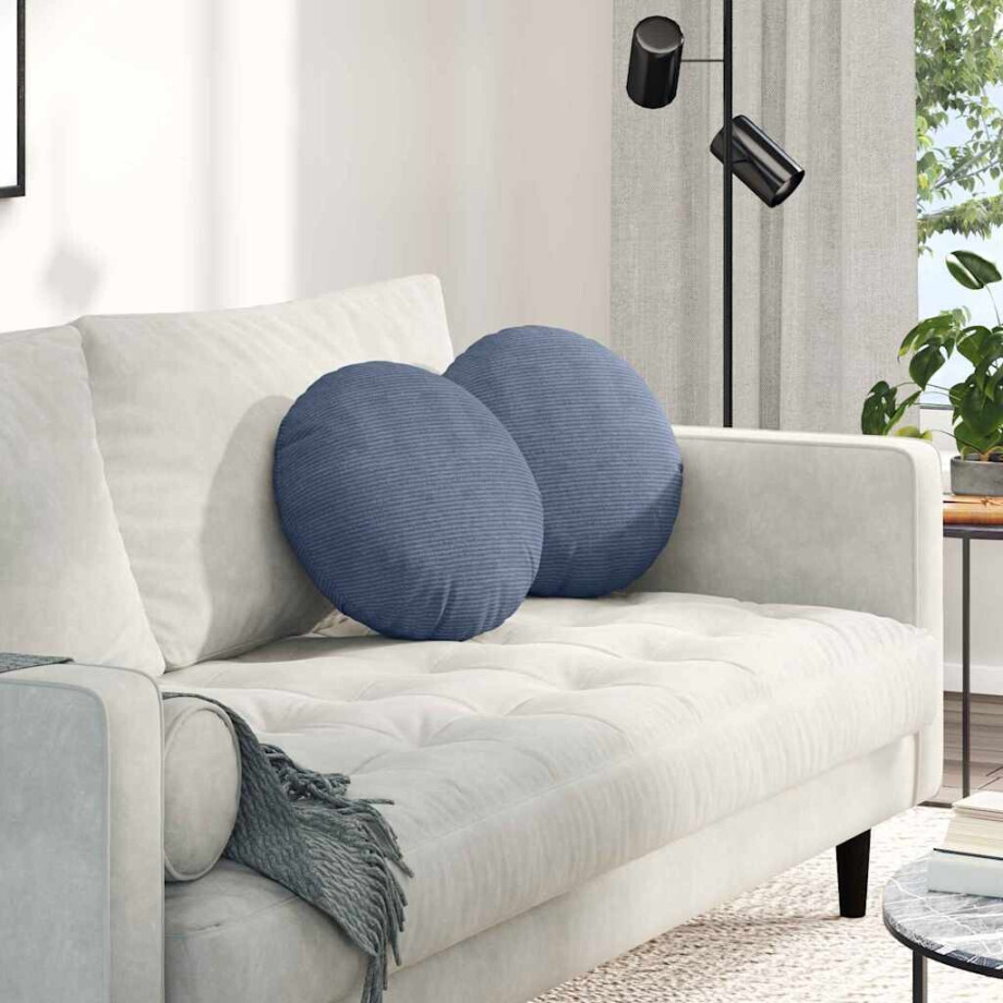 vidaXL Zitkussens 2 pcs Blauw Ø 40 cm Katoen Stof afbeelding 1