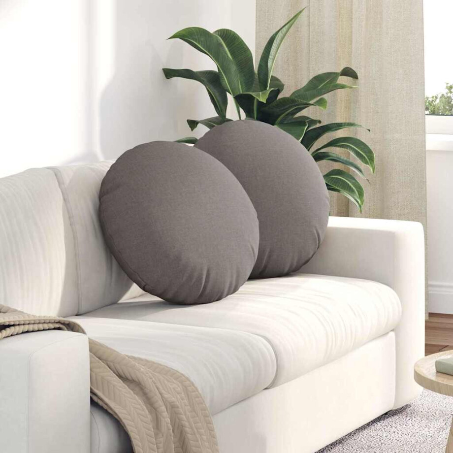 vidaXL Zitkussens 2 pcs Taupe Ø50 x 19 cm Stof afbeelding 1