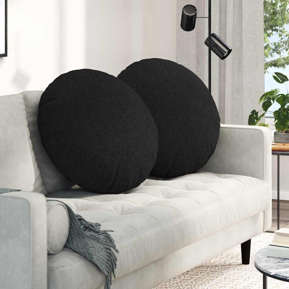 vidaXL Zitkussens 2 pcs Zwart Ø60 x 21 cm Stof afbeelding 1