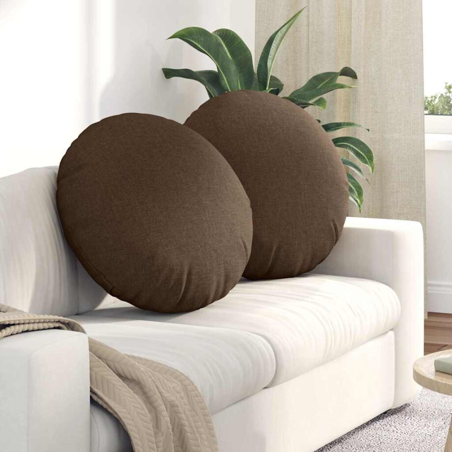 vidaXL Zitkussens 2 pcs Bruin Ø60 x 21 cm Stof afbeelding 1