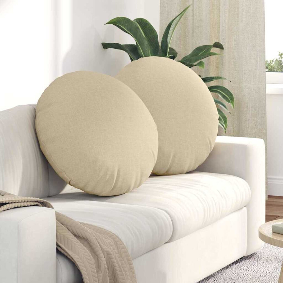 vidaXL Zitkussens 2 pcs Crème Ø60 x 21 cm Stof afbeelding 1