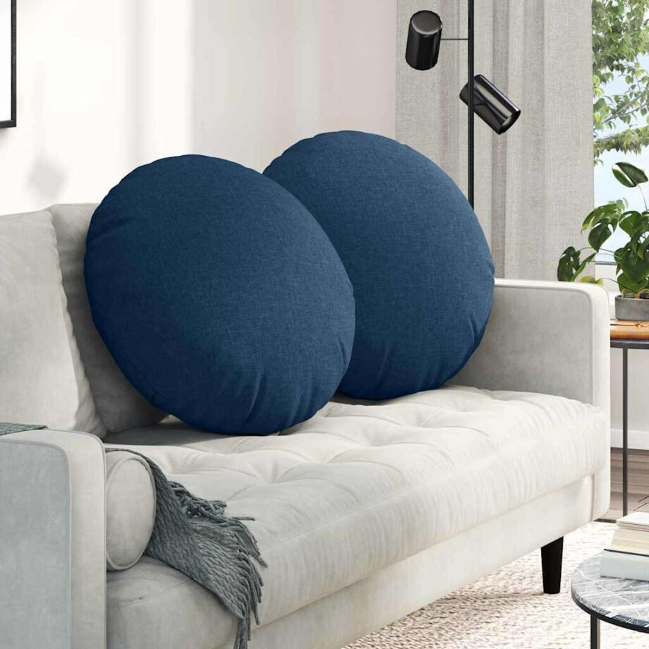 vidaXL Zitkussens 2 pcs Blauw Ø60 x 21 cm Stof afbeelding 1