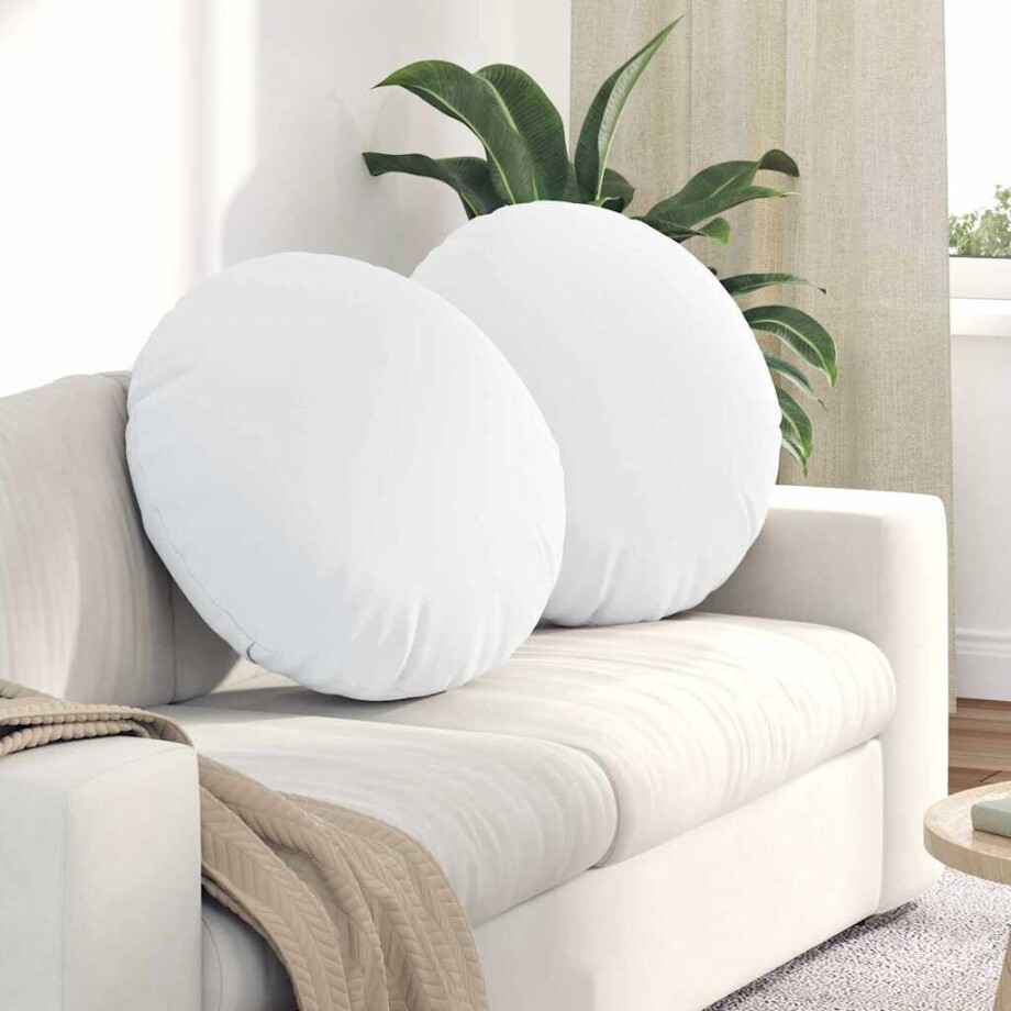 vidaXL Zitkussens 2 pcs Wit Ø60 x 21 cm Stof afbeelding 1