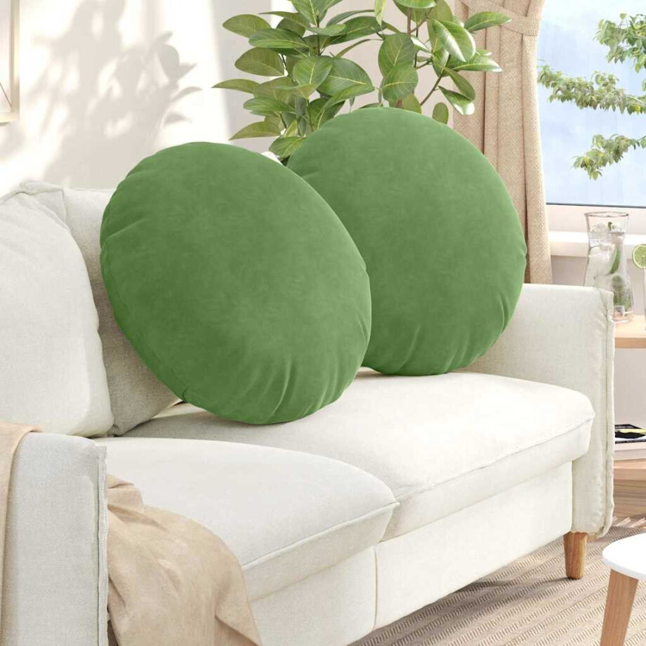 vidaXL Zitkussens 2 stuks Lichtgroen Ø 40 x 13 cm Fluweel vidaXL Zitkussens 2 stuks Lichtgroen Ø 40 x 13 cm Fluweel afbeelding 1